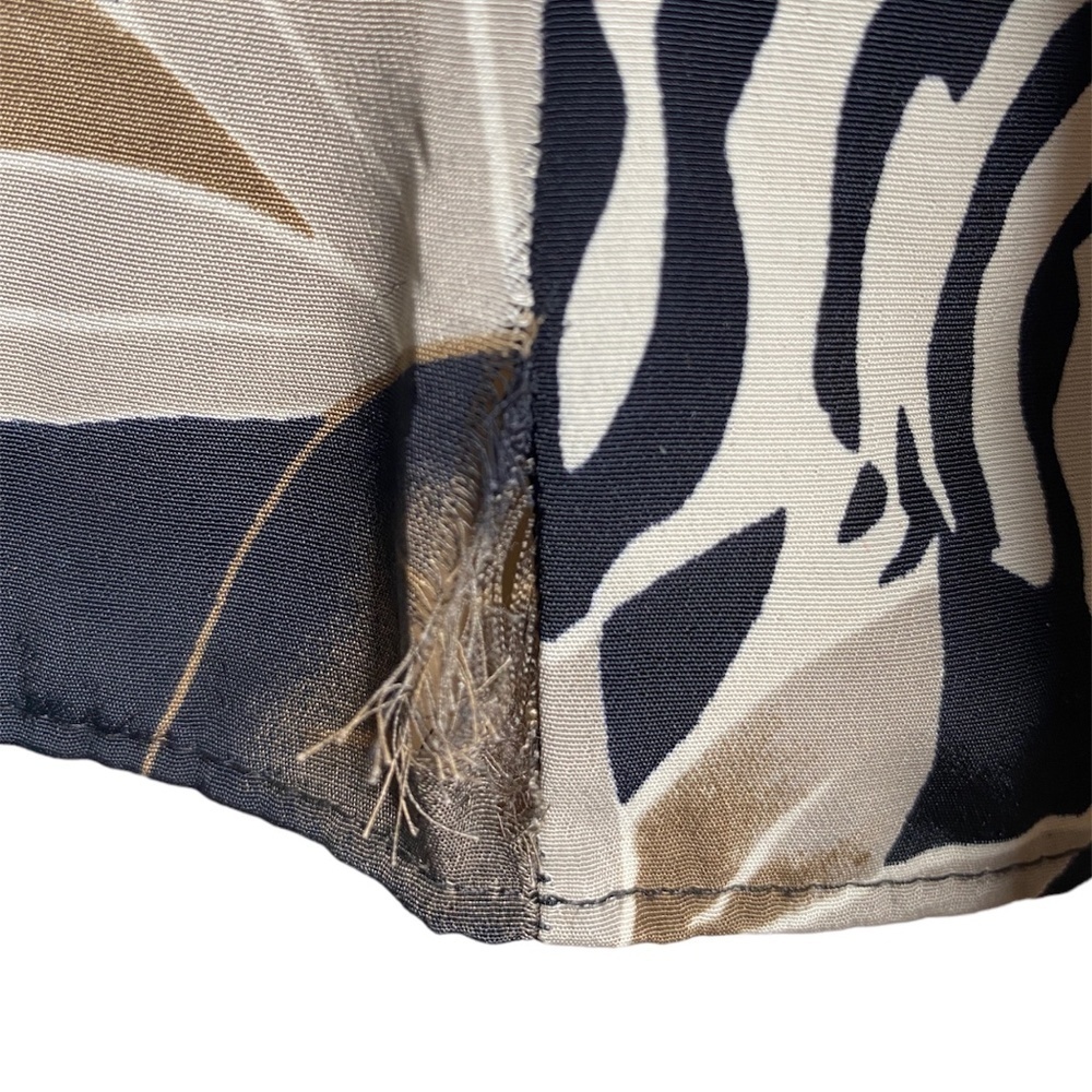 Bentley Floral Palm + Zebra Print Blouse (Size: Large, Color: Red/Black/Olive) - Picture 3 of 4